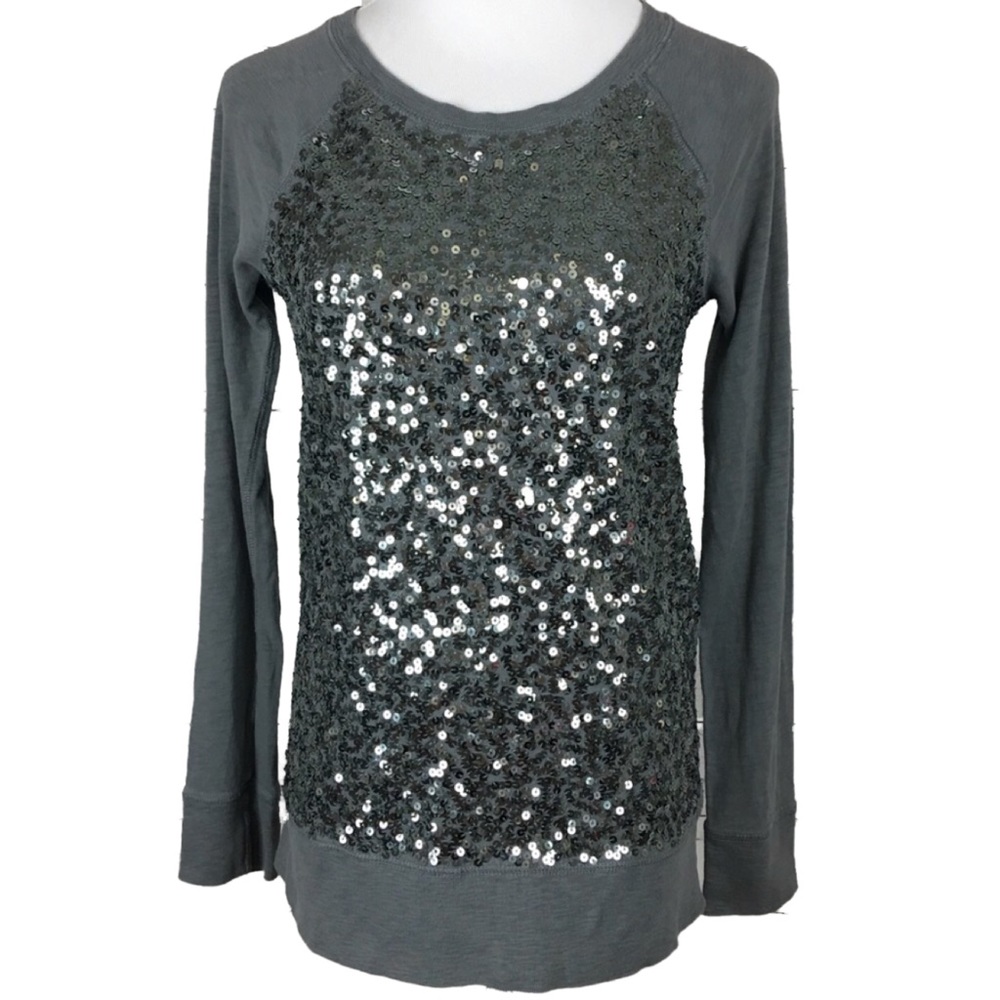 J. Crew Woman's Gray Sequin Sweatshirt NYE